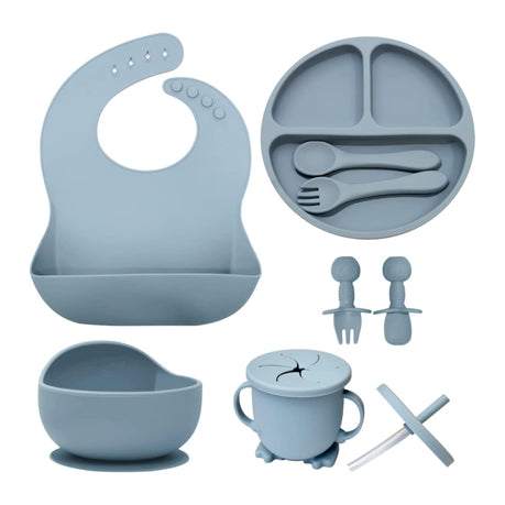10-Piece Silicone Baby Feeding Set - Sky