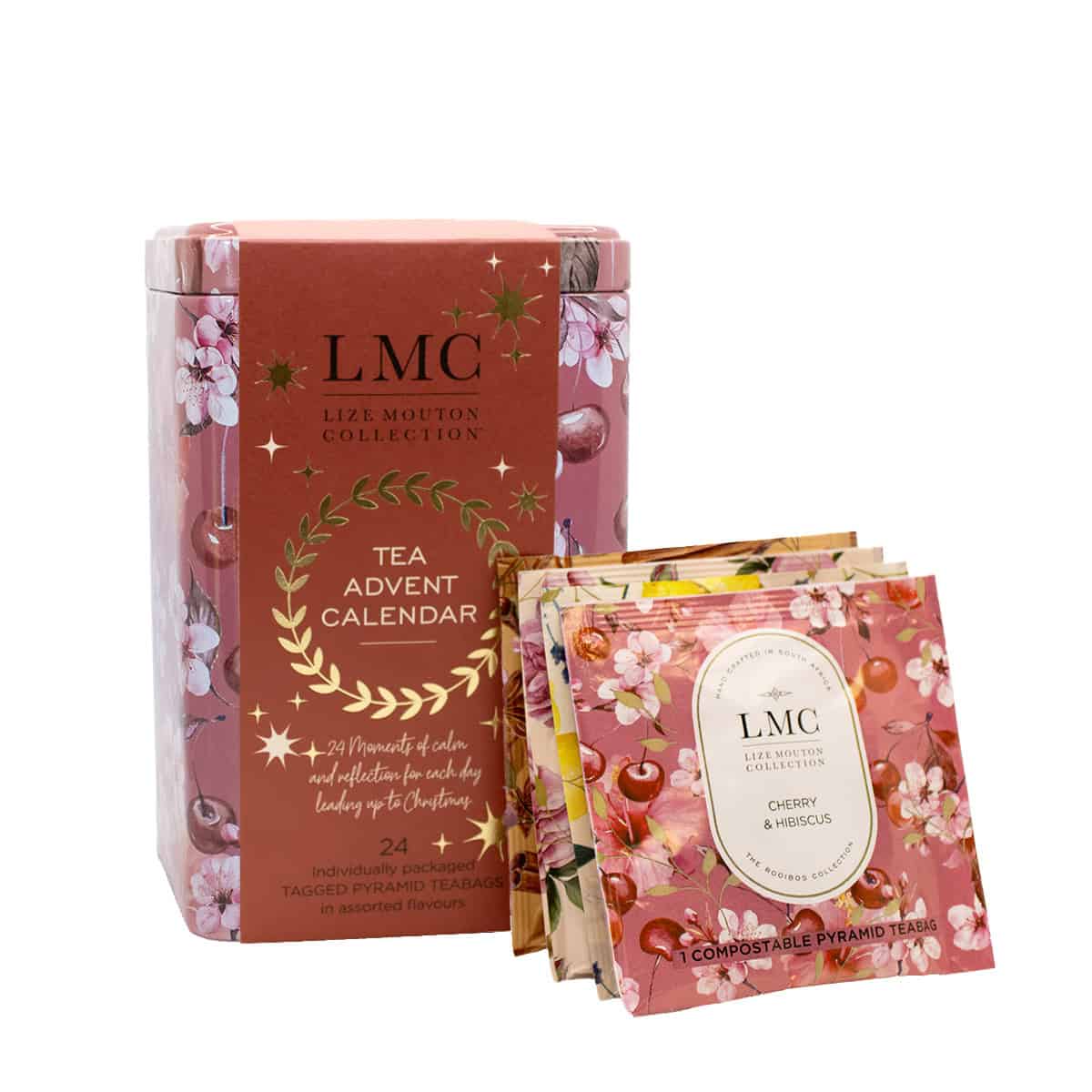 LMC Tea Advent Calendar – Cherry and Hibiscus Tin (24 x 2.5g Envelopes)