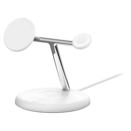 Belkin 15W 3-in-1 Qi2 Wireless Magnetic Charging Stand - White