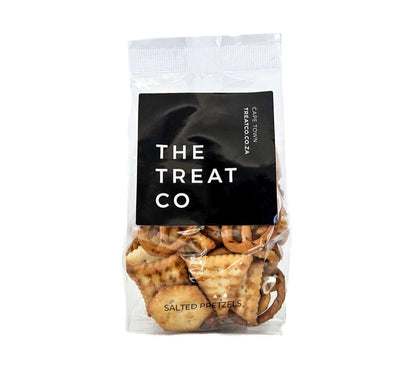 Salted Pretzel Mix packaged in a clear bag from The Treat Co, featuring crispy salted pretzels.