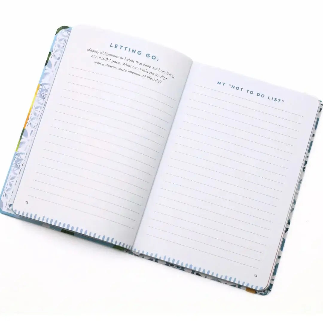 Inside pages of La Dolce Vita Vision Journal with prompts on letting go and a not-to-do list.