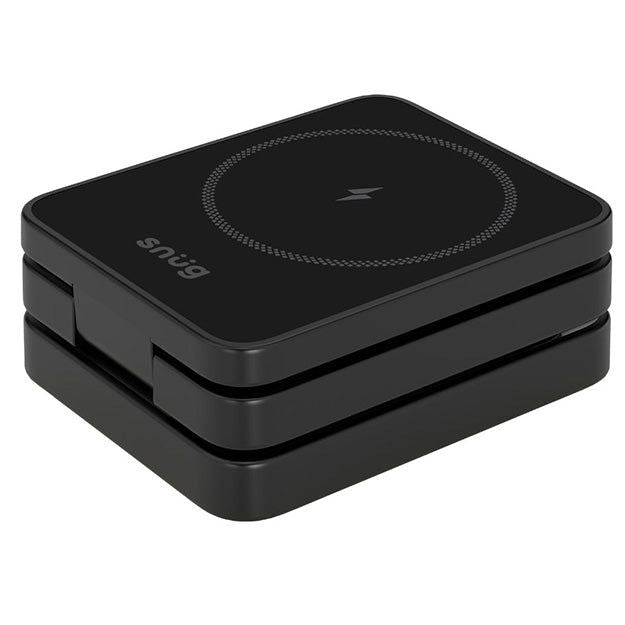 Snug 3-In-1 Magnetic Wireless Travel Charger - Black