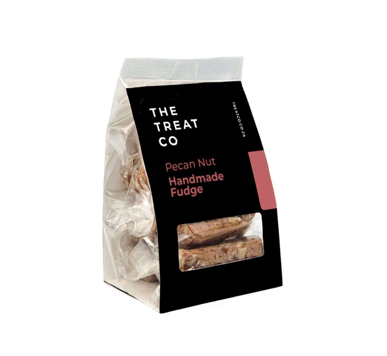 Pecan Nut Fudge packaging from The Treat Co, featuring creamy handmade fudge with pecans.
