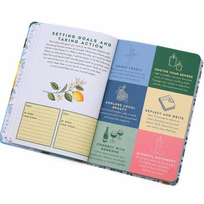 La Dolce Vita Vision Journal pages showcasing goal-setting and mindful living activities.
