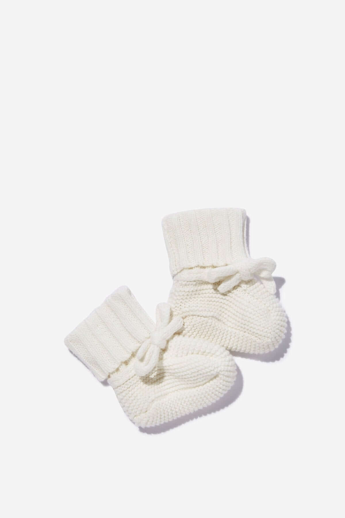 Organic Knit Booties - White
