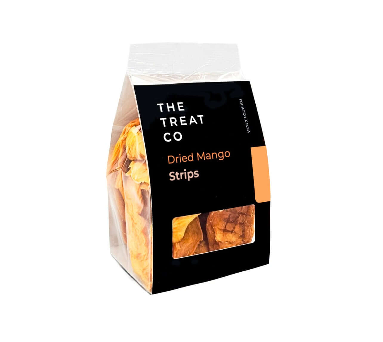 Dried Mango strips packaging showcasing natural sweetness and chewy texture from The Treat Co.