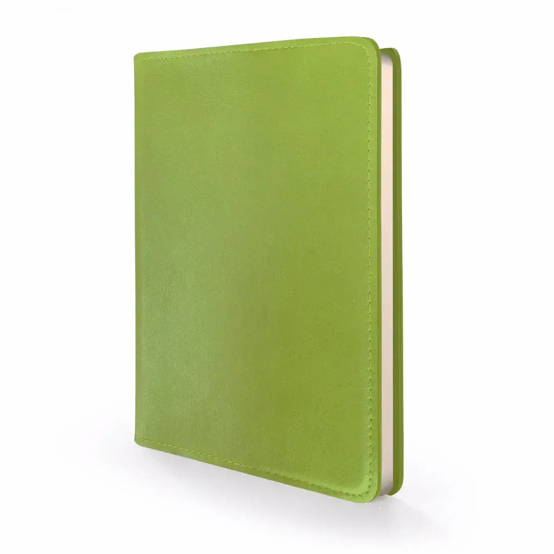 RUSTIK COLOURFUL LEATHER SLIP ON COVER + JOURNAL in vibrant green color, ideal for journalling and self-expression.