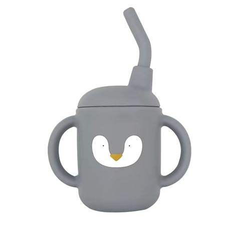 Baby Sippy Cup Silicone Straw with Lid and Straw Glass