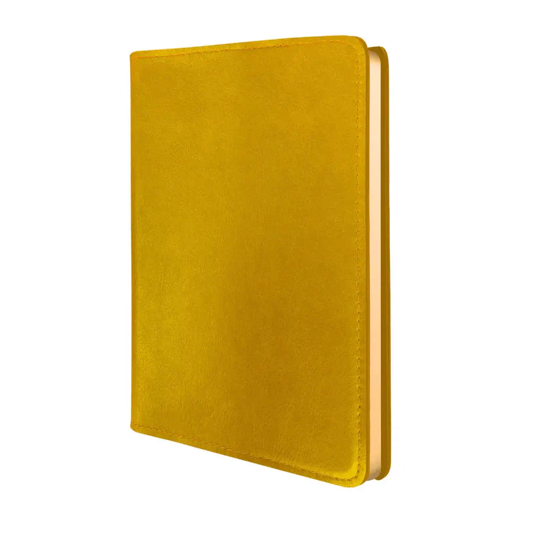 RUSTIK COLOURFUL LEATHER SLIP ON COVER + JOURNAL in vibrant yellow leather finish for journaling and self-expression.