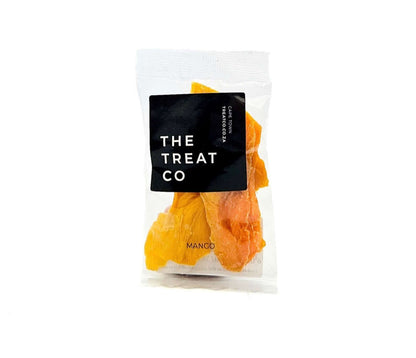 Dried Mango slices in a clear package showcasing natural color and texture.