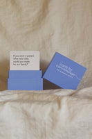 Cards for Conversation: Kids & Parents Edition box and prompt card for family engagement.