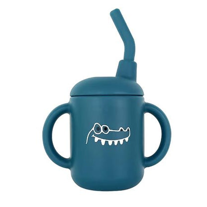 Baby Sippy Cup Silicone Straw with Lid and Straw Glass