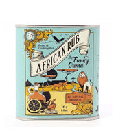 African Braai & Cooking Rub, 250ml in trendy tin packaging with vibrant graphics.