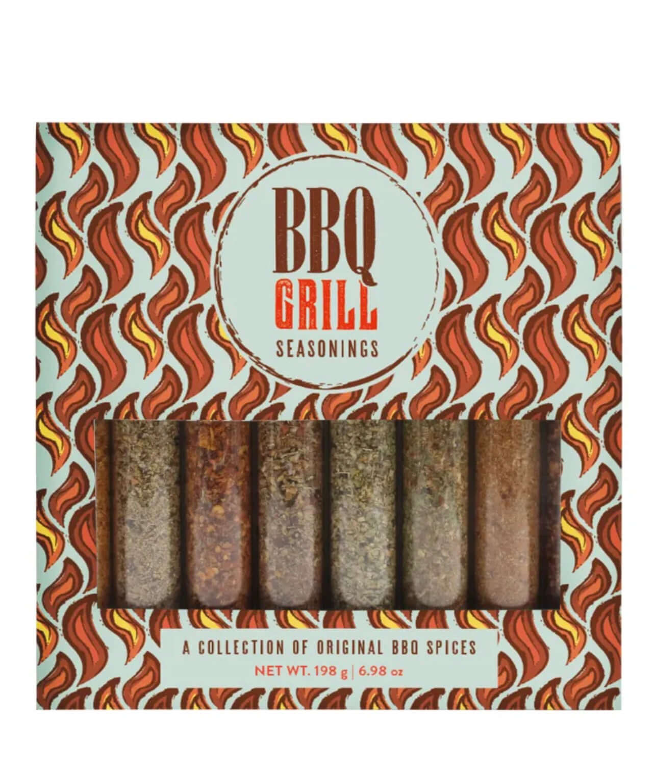 BBQ Grill Rub and Seasonings, Pack of 8 featuring a collection of original BBQ spices in a decorative box.