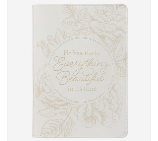 He Has Made Everything Beautiful In Its Time Ivory Faux Leather Journal