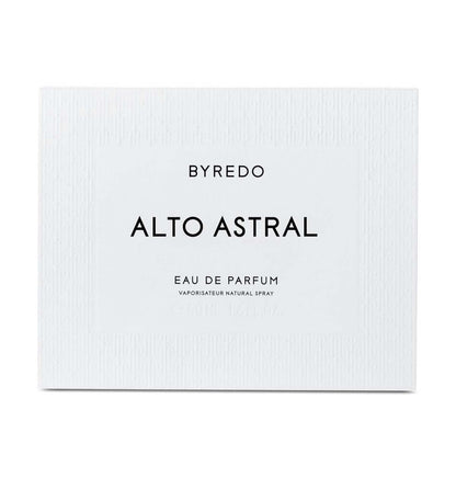 Byredo Alto Astral Eau de Parfum packaging with elegant white design and black lettering.