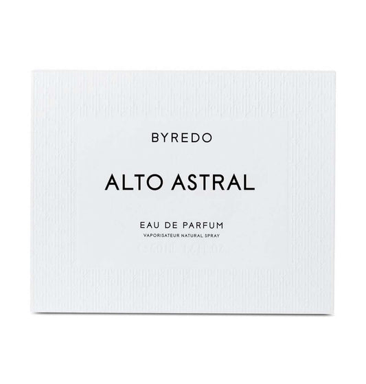 Byredo Alto Astral Eau de Parfum packaging with elegant white design and black lettering.