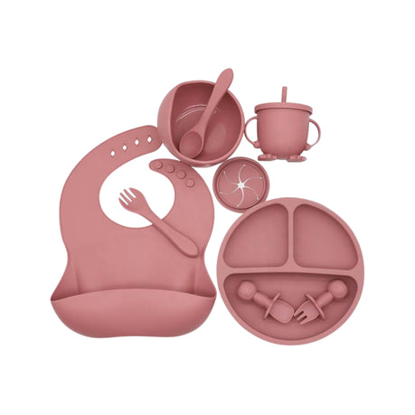 10-Piece Silicone Baby Feeding Set - Pink